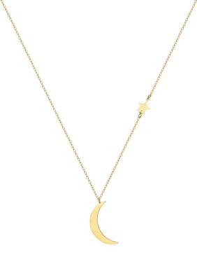 Adornia Tarnish Resistant 18k Gold Plated Moon and Star Pendant Necklace