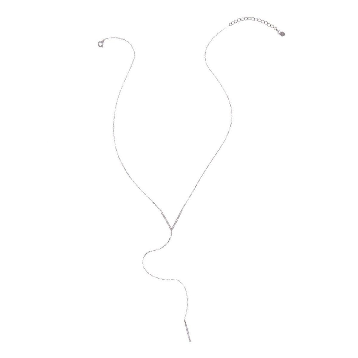 Rhodium Plated Crystal Y Lariat Necklace