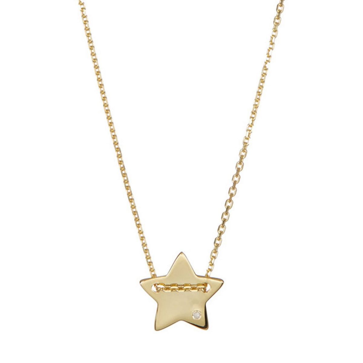 14k Gold Plated Diamond Star Charm Necklace