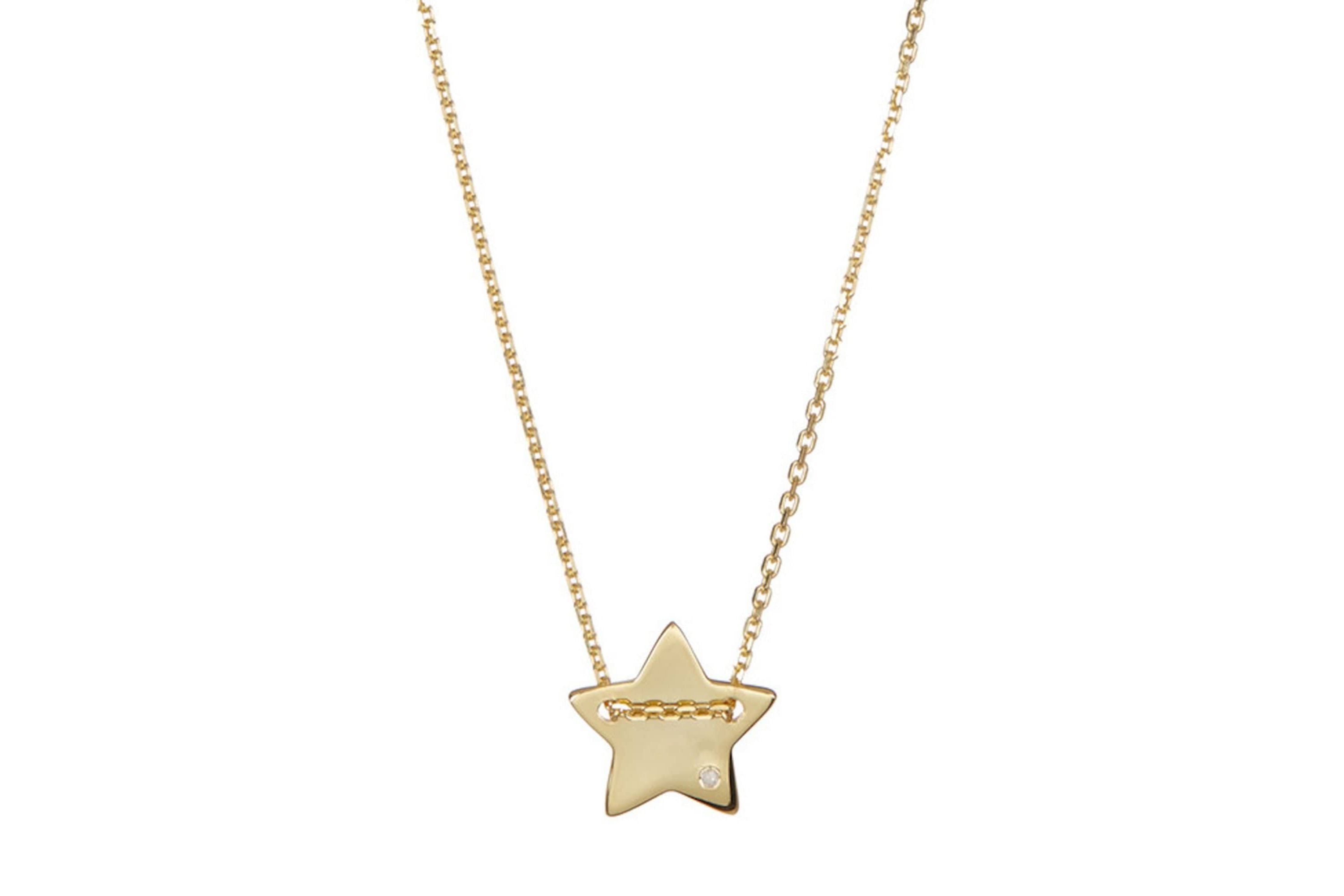 14k Gold Plated Diamond Star Charm Necklace