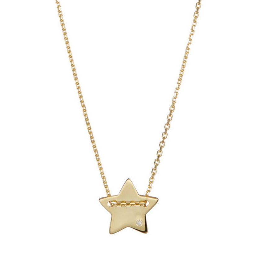 14k Gold Plated Diamond Star Charm Necklace