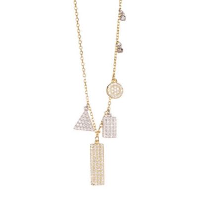 Adornia 14k Gold Plated Multi Shape Crystal Necklace