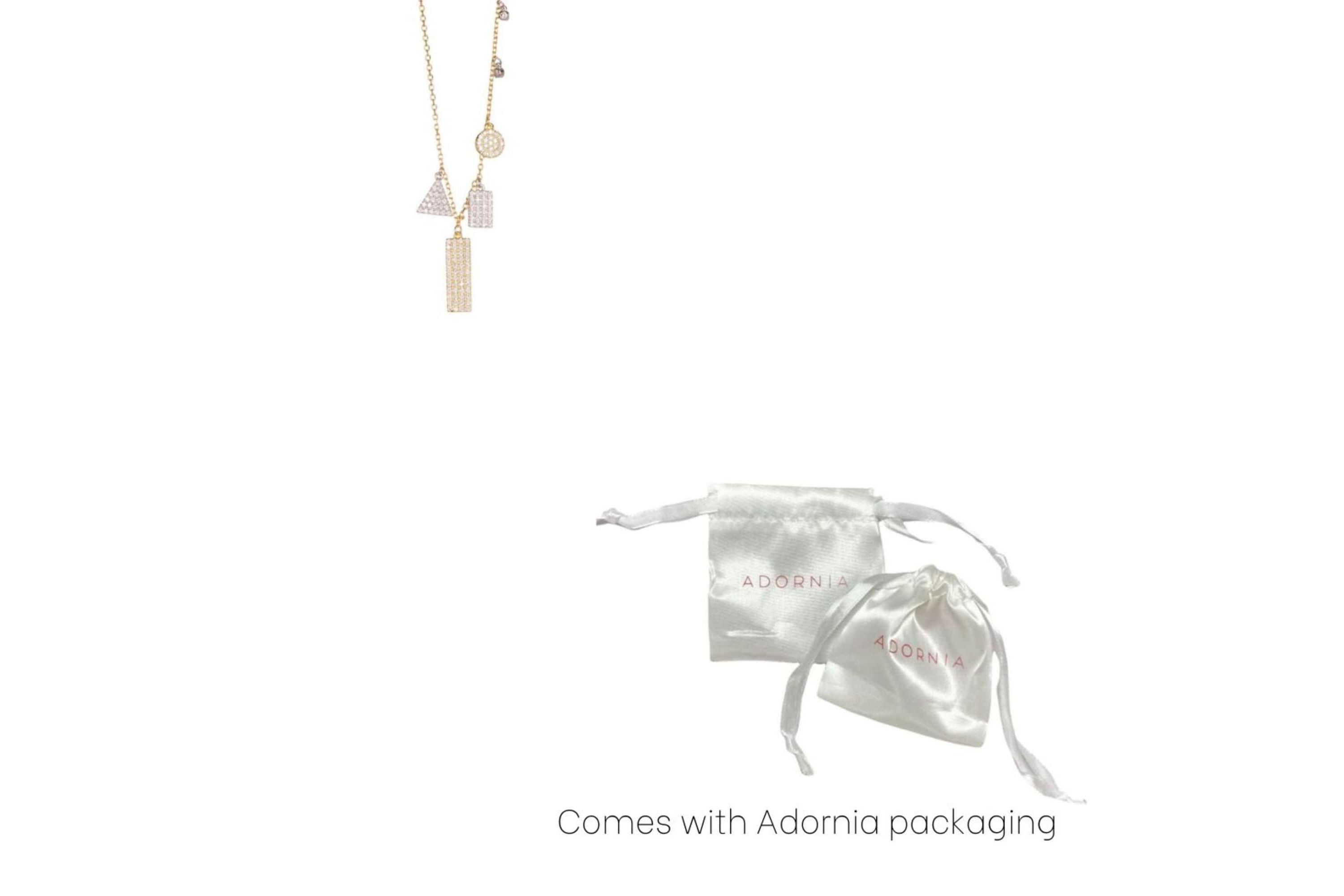 14k Gold Plated Multi Shape Crystal Necklace