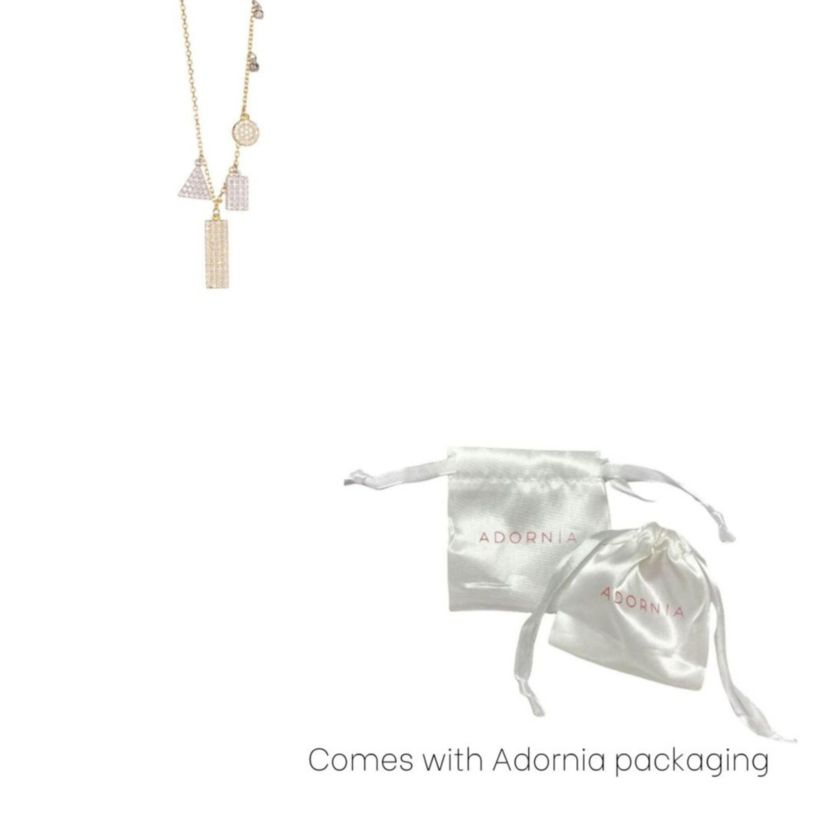 14k Gold Plated Multi Shape Crystal Necklace