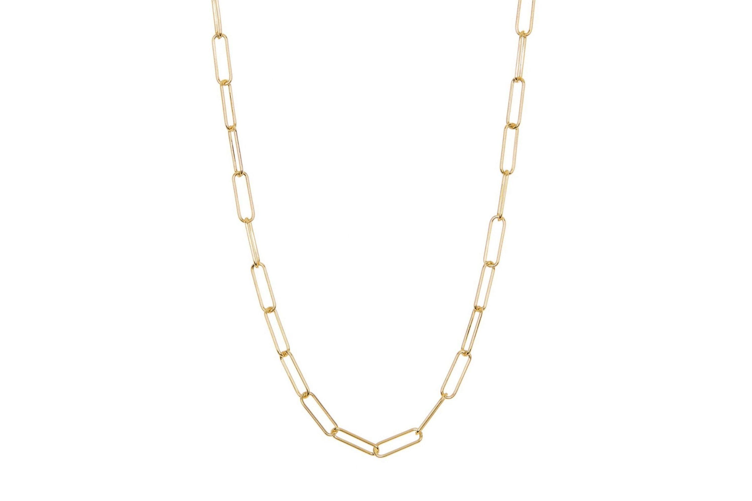 Tarnish Resistant Rhodium Plated Paper Clip Oval Link Layering Necklace