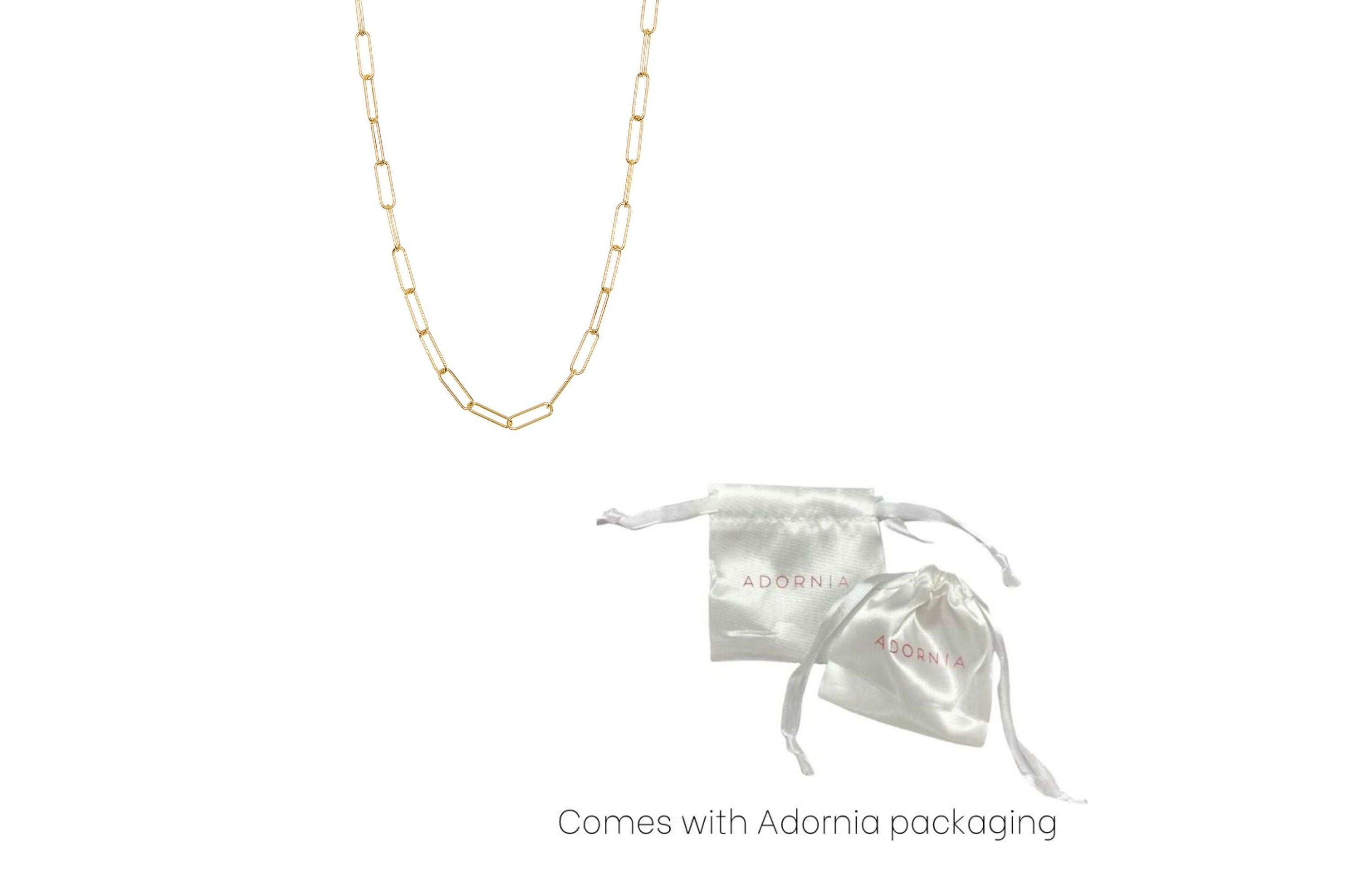 Tarnish Resistant Rhodium Plated Paper Clip Oval Link Layering Necklace