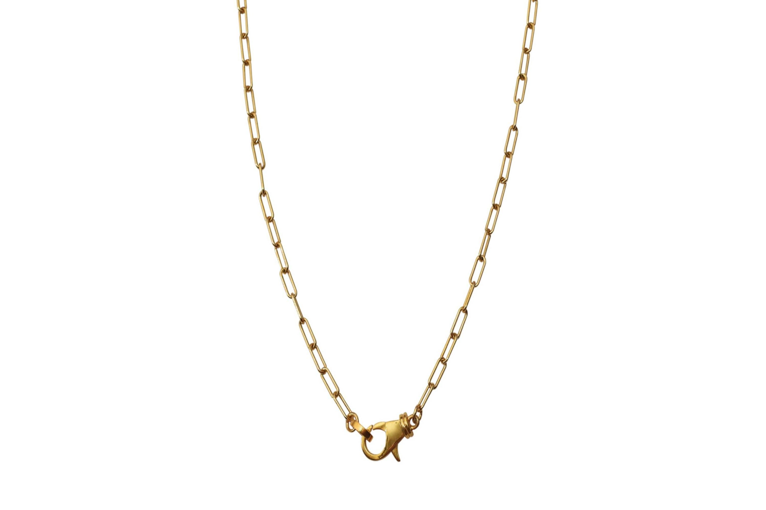 14k Gold Plated Lock Paper Clip Chain Necklace