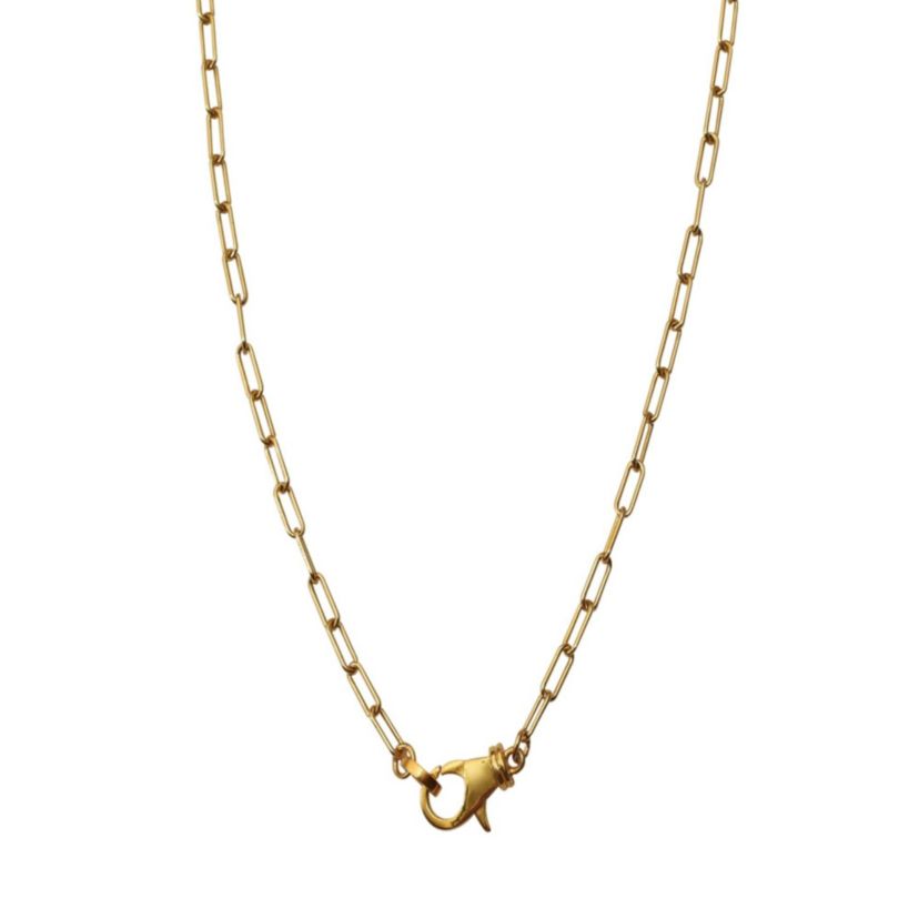 14k Gold Plated Lock Paper Clip Chain Necklace