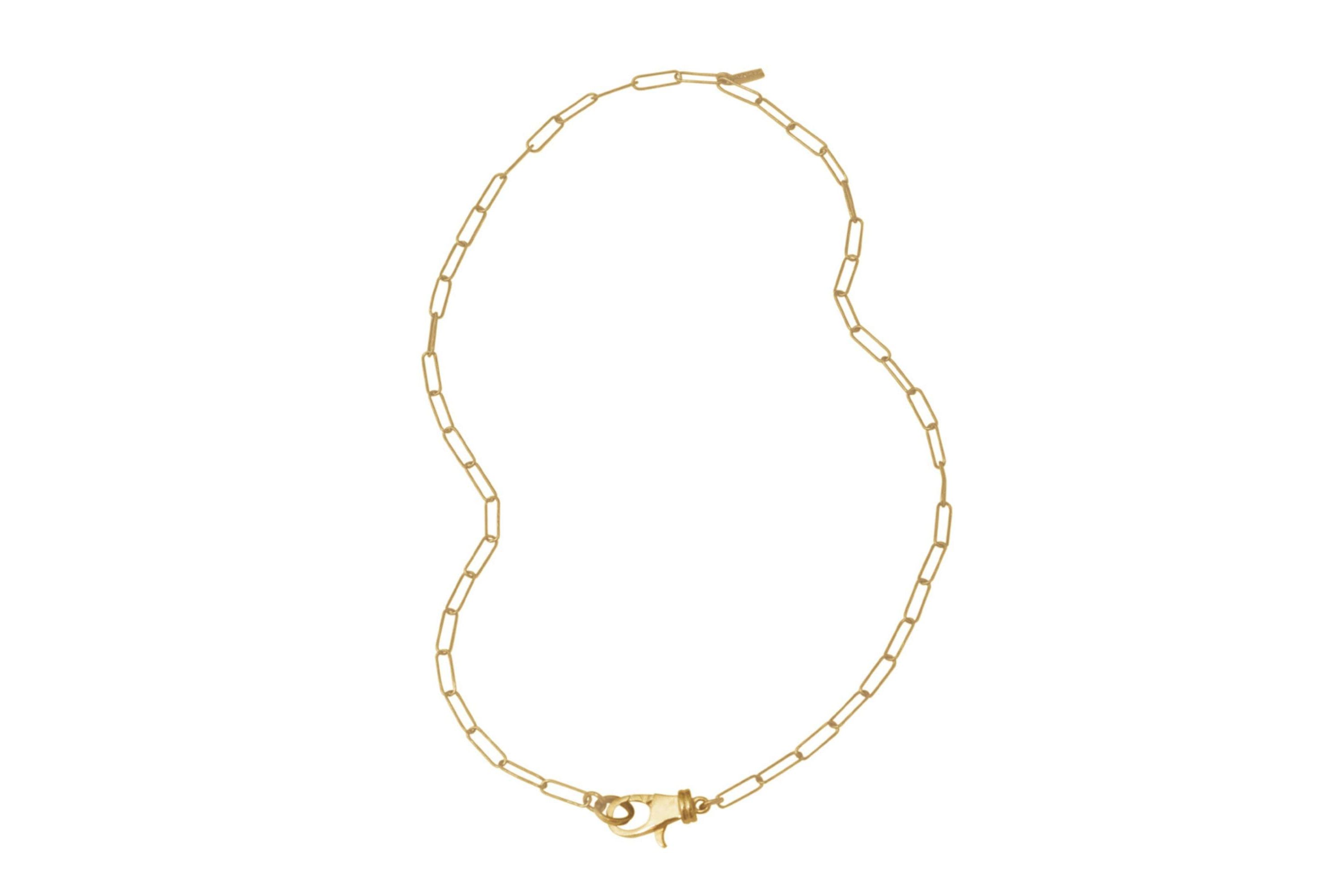 14k Gold Plated Lock Paper Clip Chain Necklace