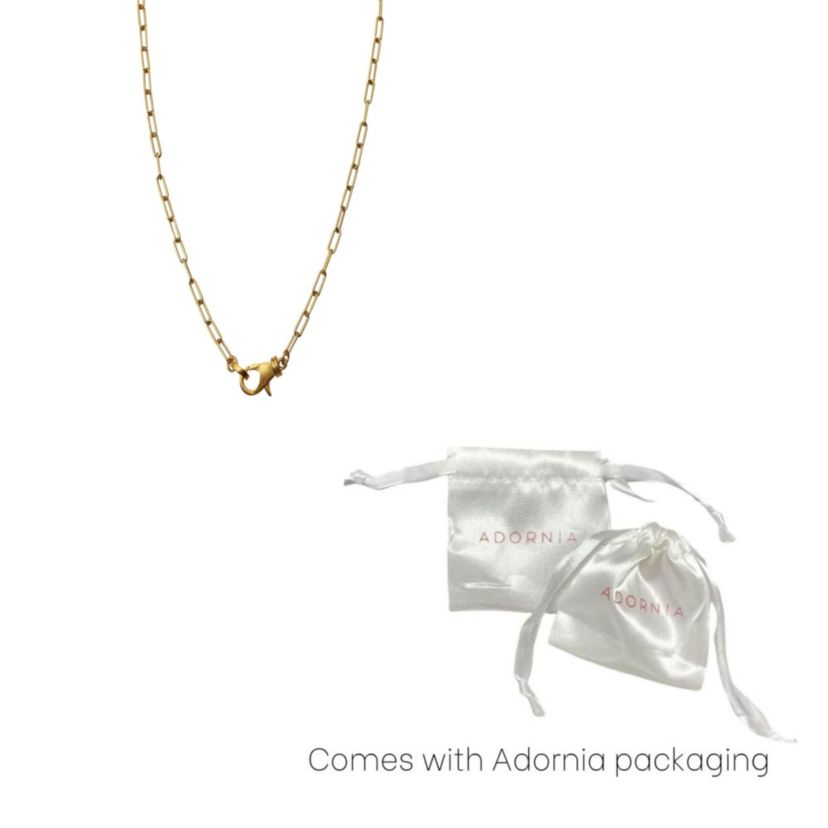 14k Gold Plated Lock Paper Clip Chain Necklace