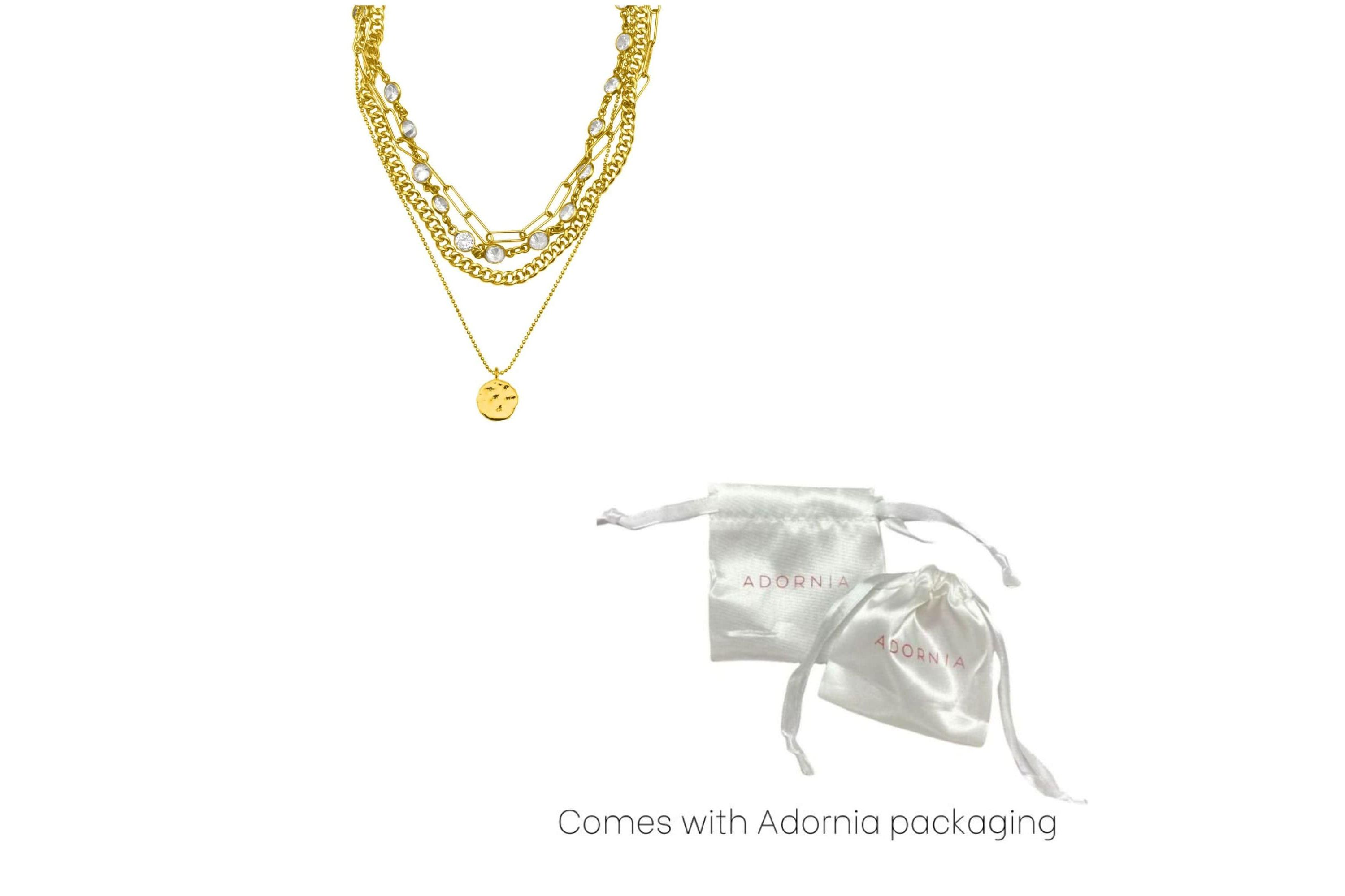 Messy Layered Necklace with Pebbled Charm gold