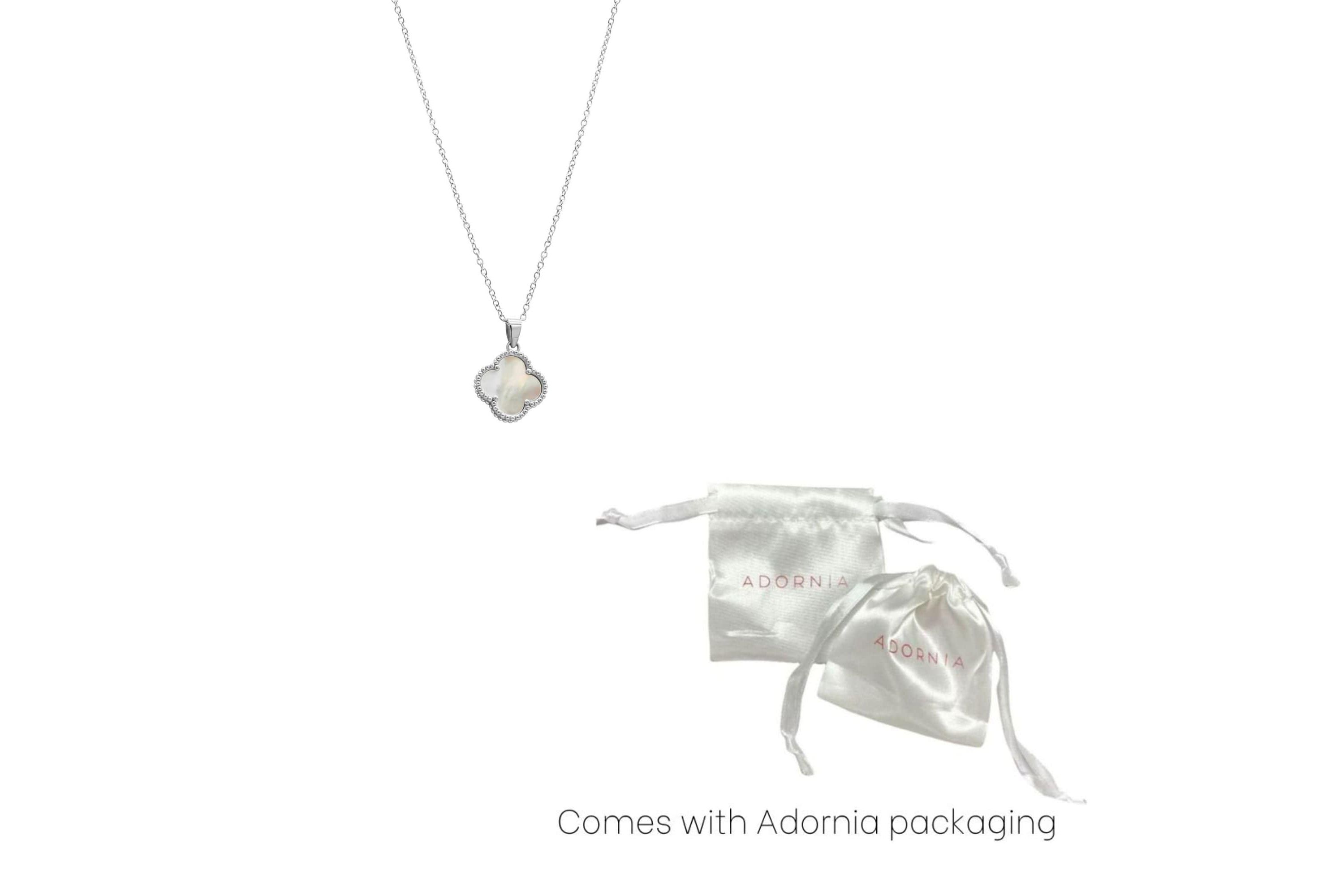 White Mother of Pearl Flower Necklace silver