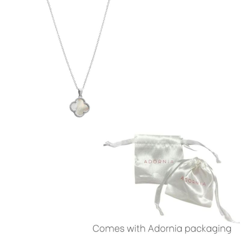 White Mother of Pearl Flower Necklace silver