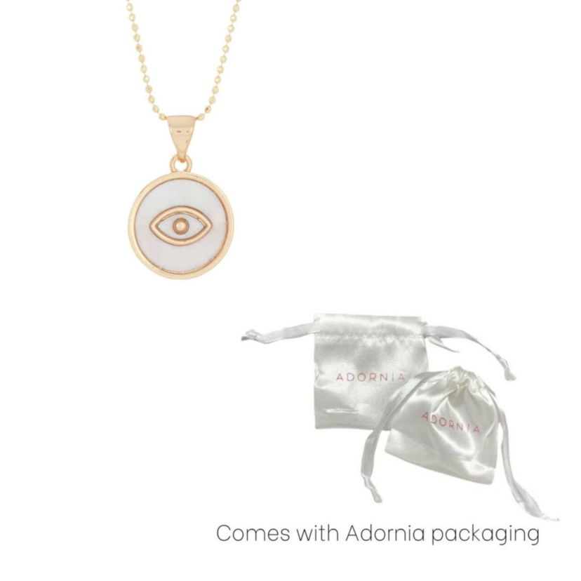 14k Gold Plated Mother of Pearl Evil Eye Pendant Necklace