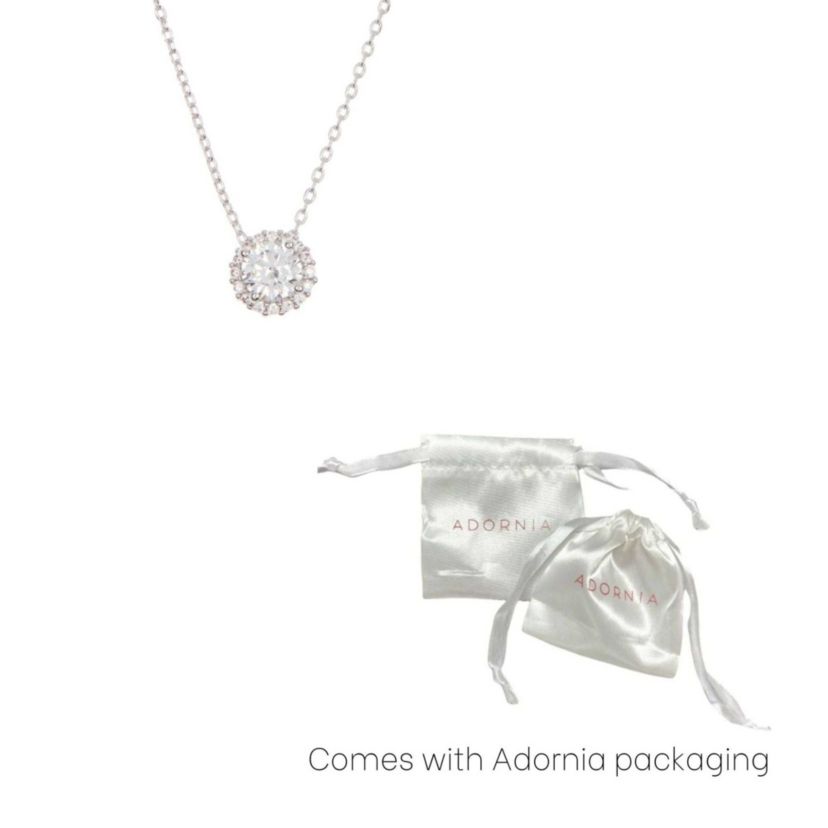 Rhodium Plated Crystal Floating Halo Necklace
