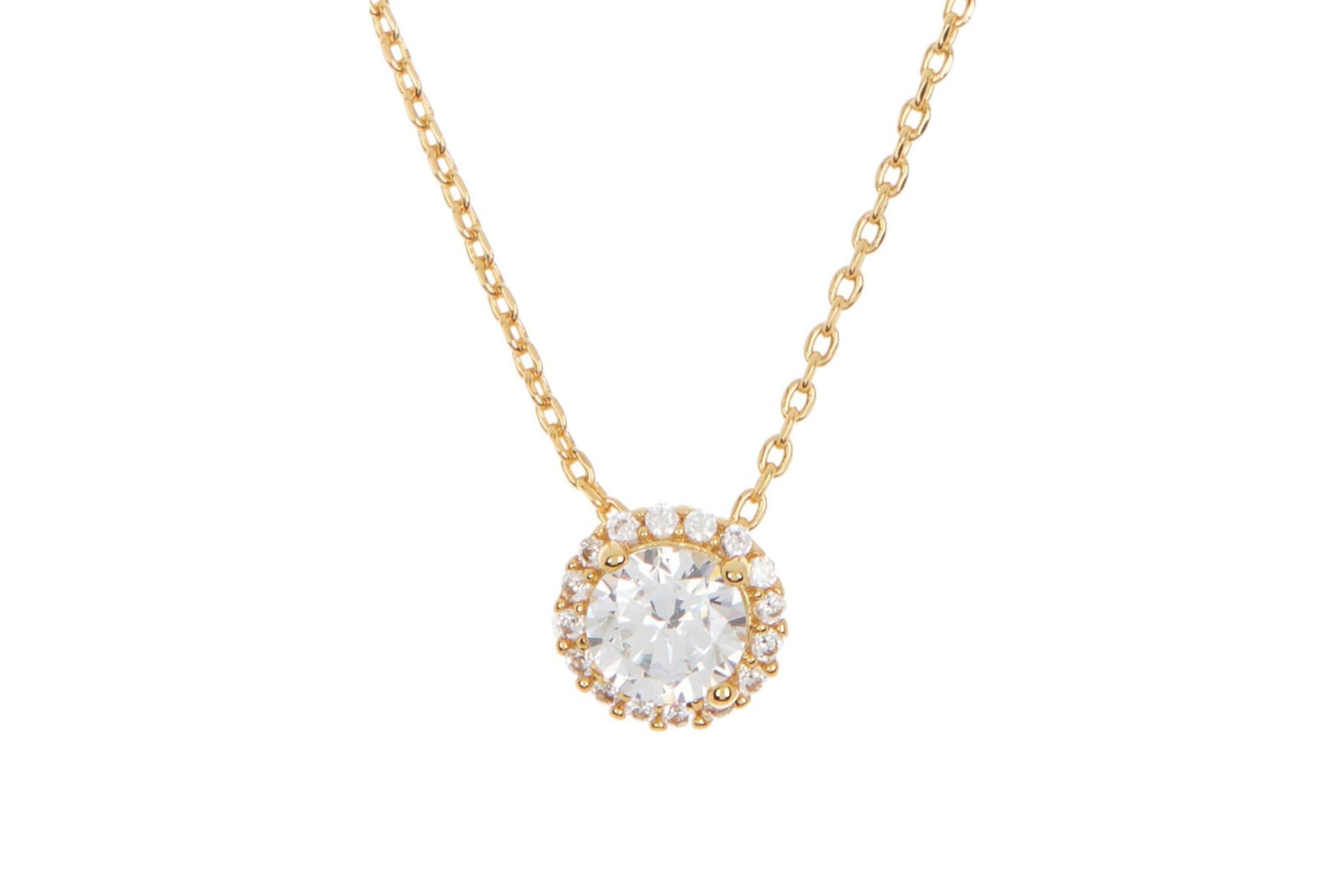14k Gold Plated Crystal Floating Halo Necklace