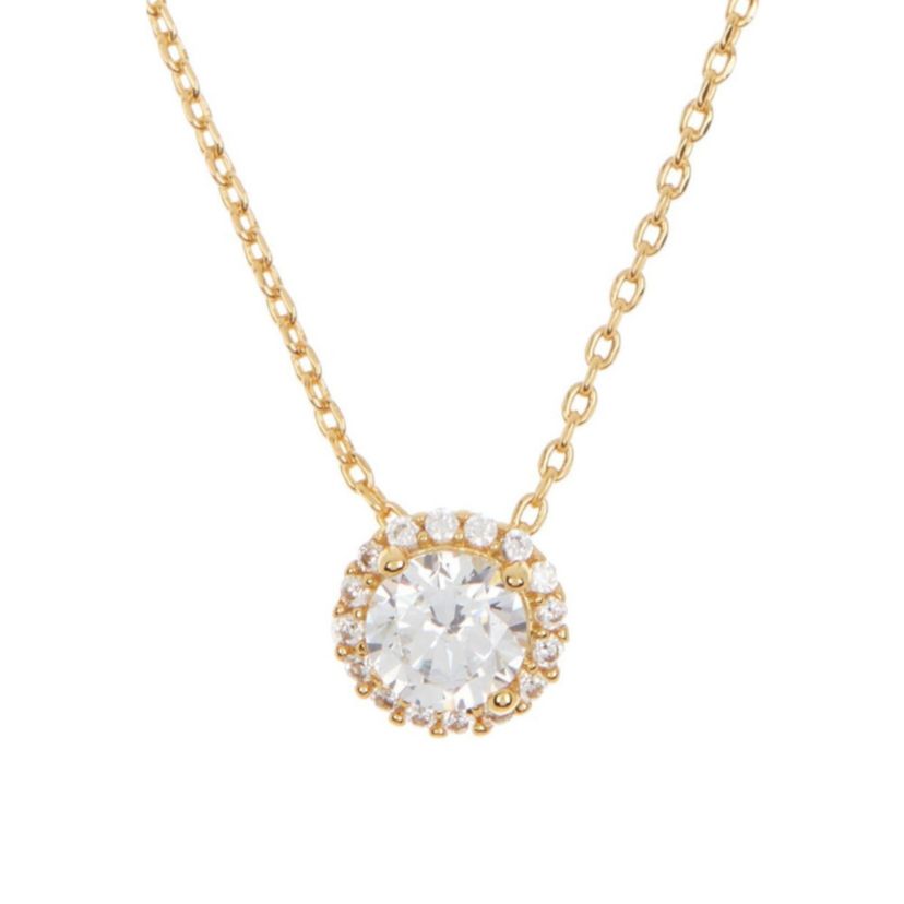 14k Gold Plated Crystal Floating Halo Necklace