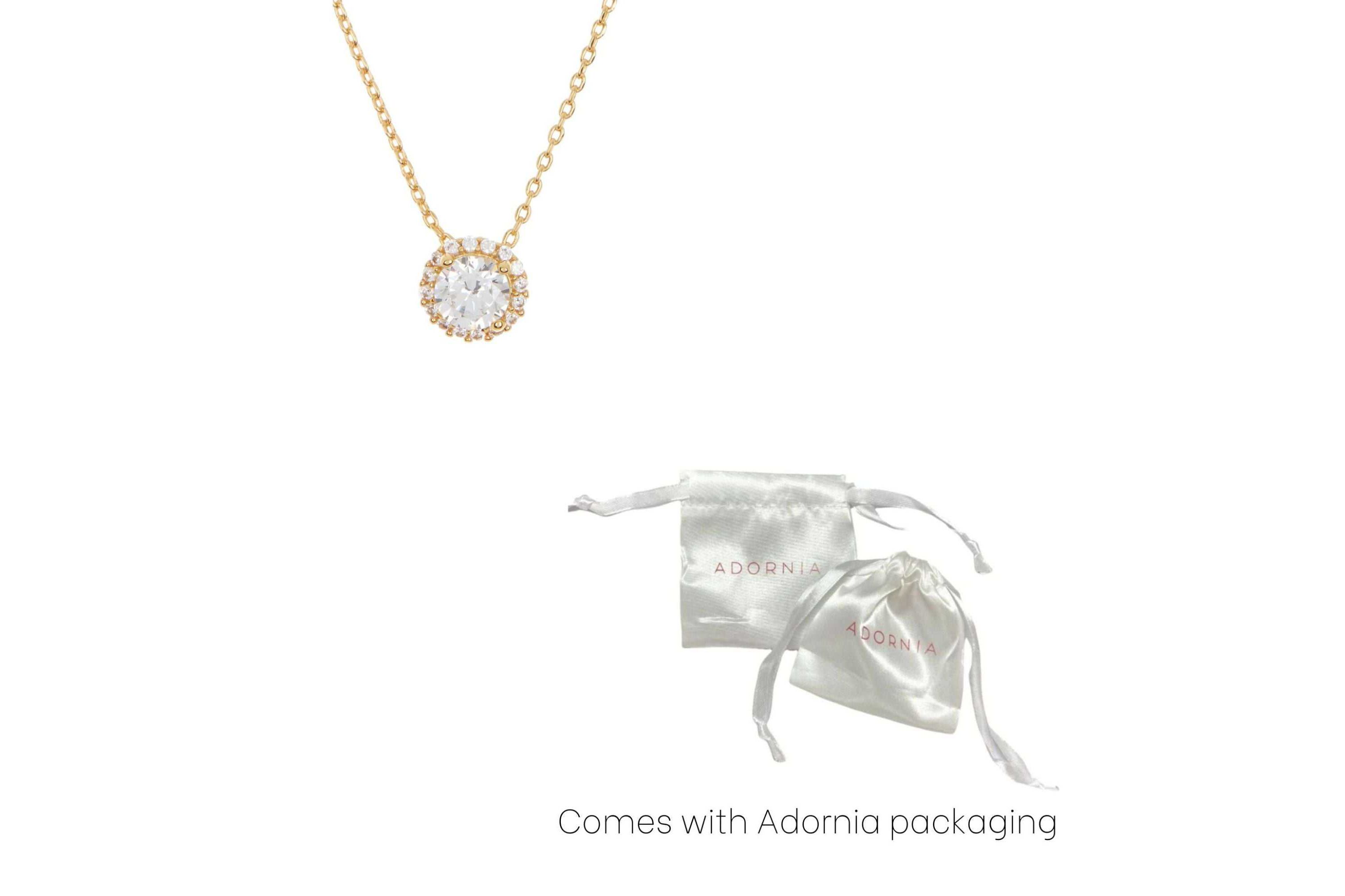 14k Gold Plated Crystal Floating Halo Necklace