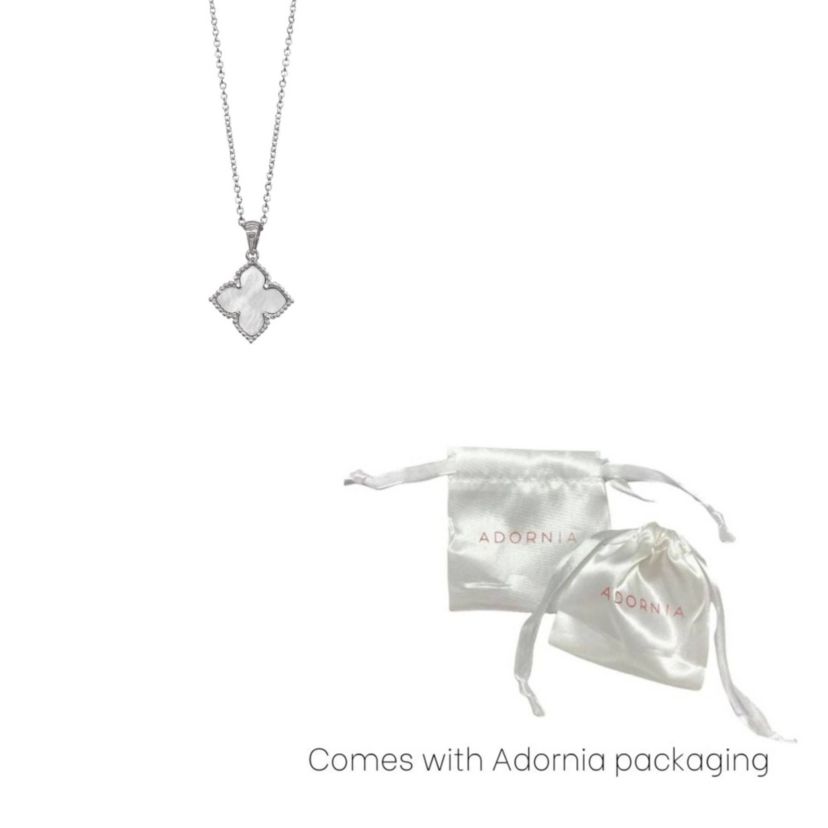 Rhodium Plated Flower White Mother of Pearl Necklace