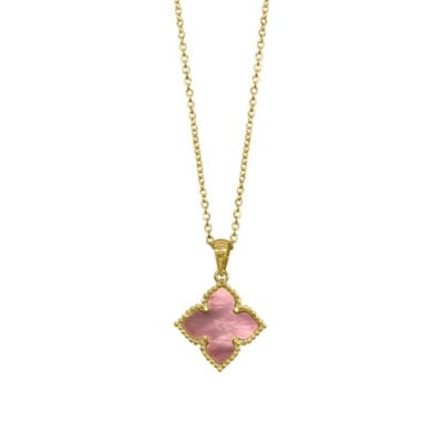 Adornia 14k Gold Plated Pink Flower Mother of Pearl Necklace