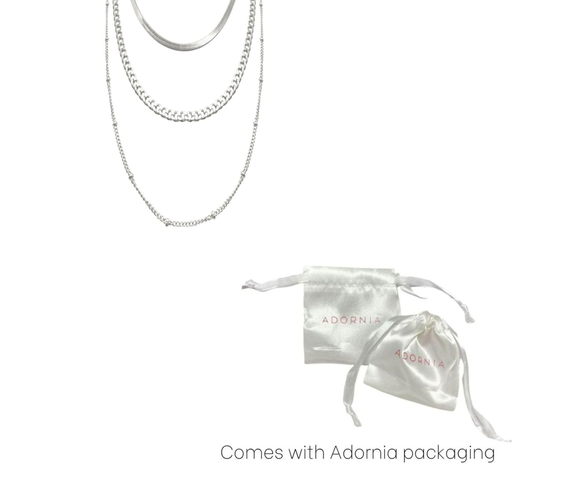 Tarnish Resistant Rhodium Plated Triple Layered Chain Necklace