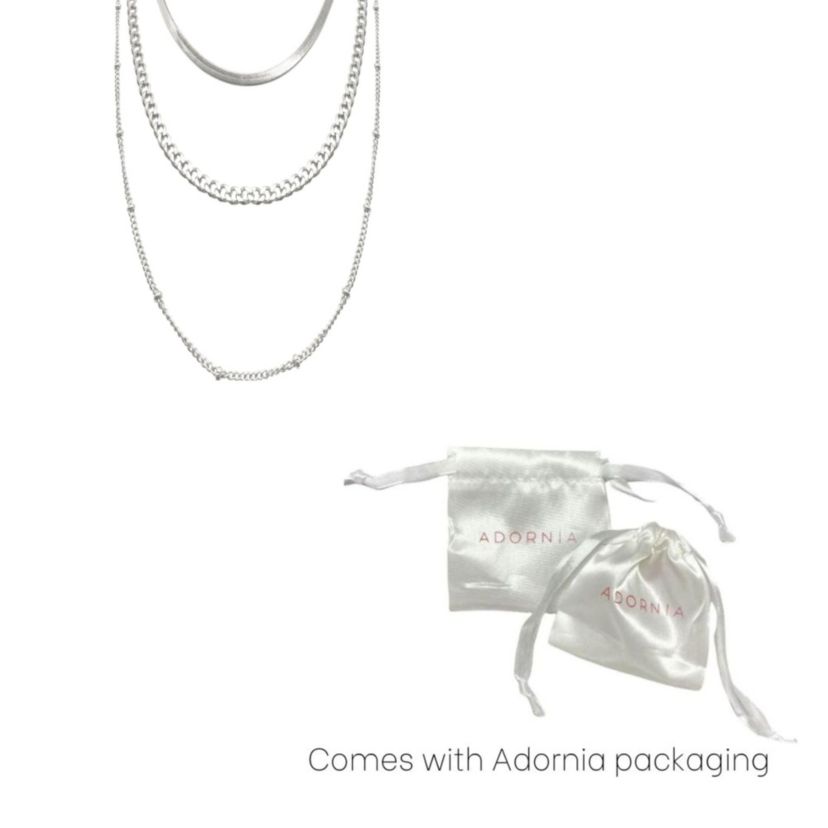 Tarnish Resistant Rhodium Plated Triple Layered Chain Necklace