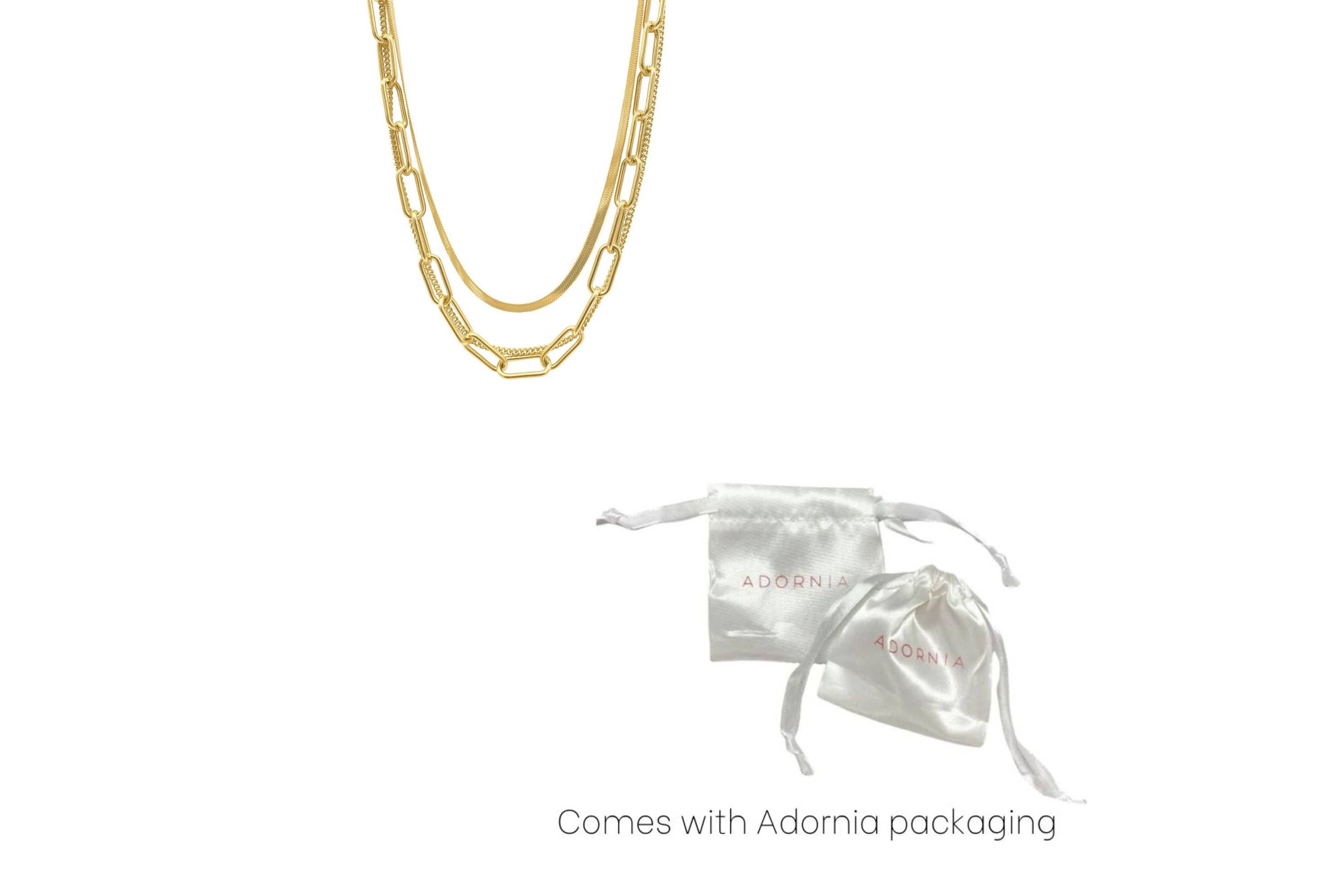 Tarnish Resistant 14k Gold Plated Set of Paper Clip, Snake Chain and Curb Chain Neckalce