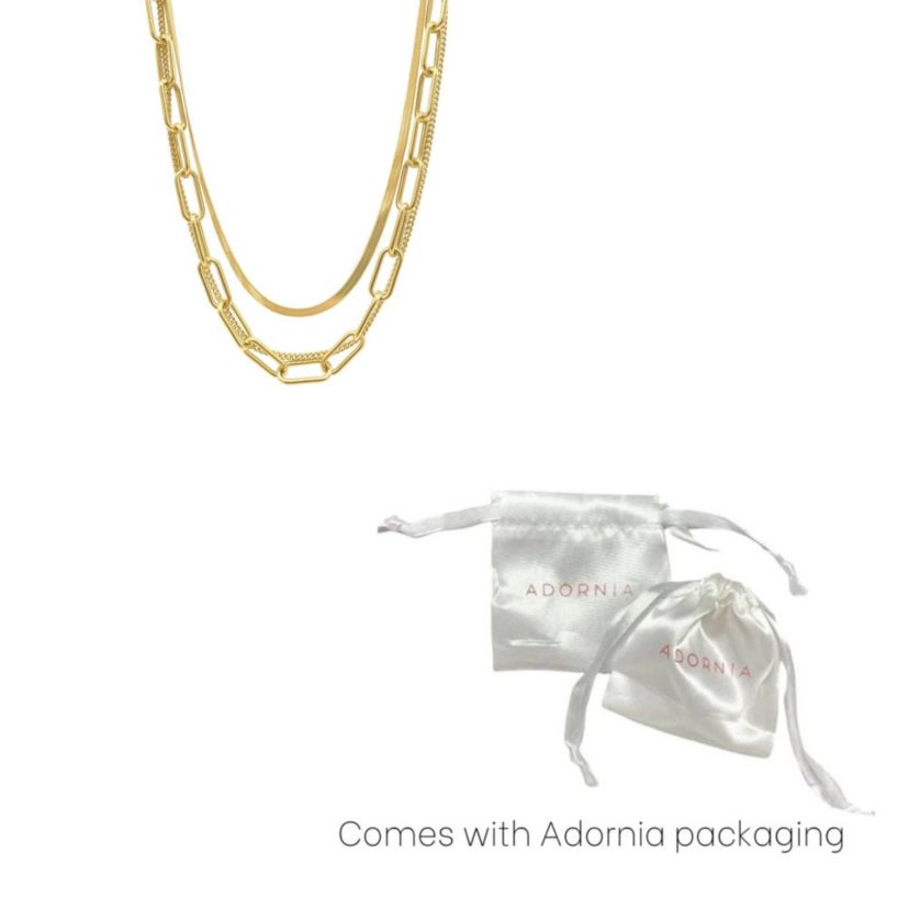 Tarnish Resistant 14k Gold Plated Set of Paper Clip, Snake Chain and Curb Chain Neckalce