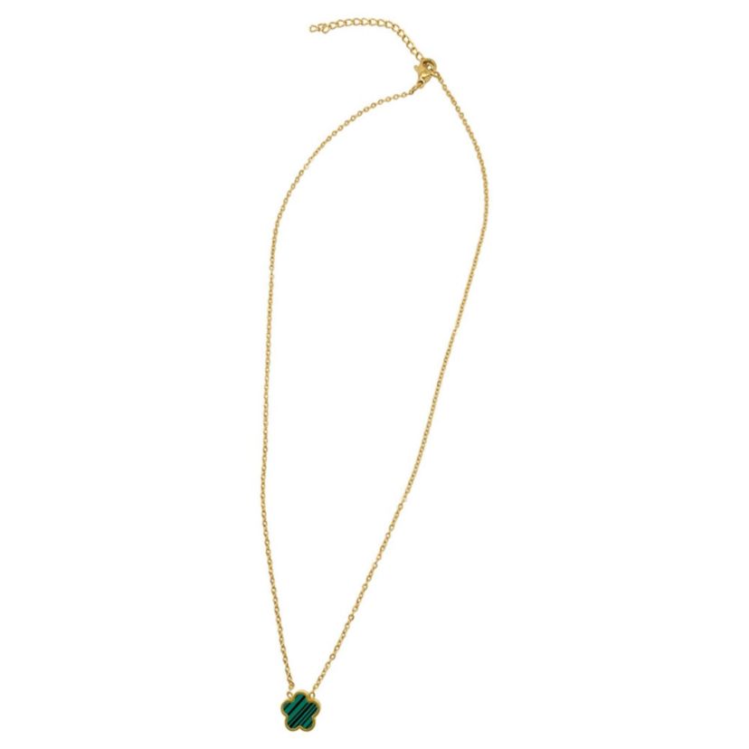 Tarnish Resistant 14k Gold Plated Green Clover Necklace