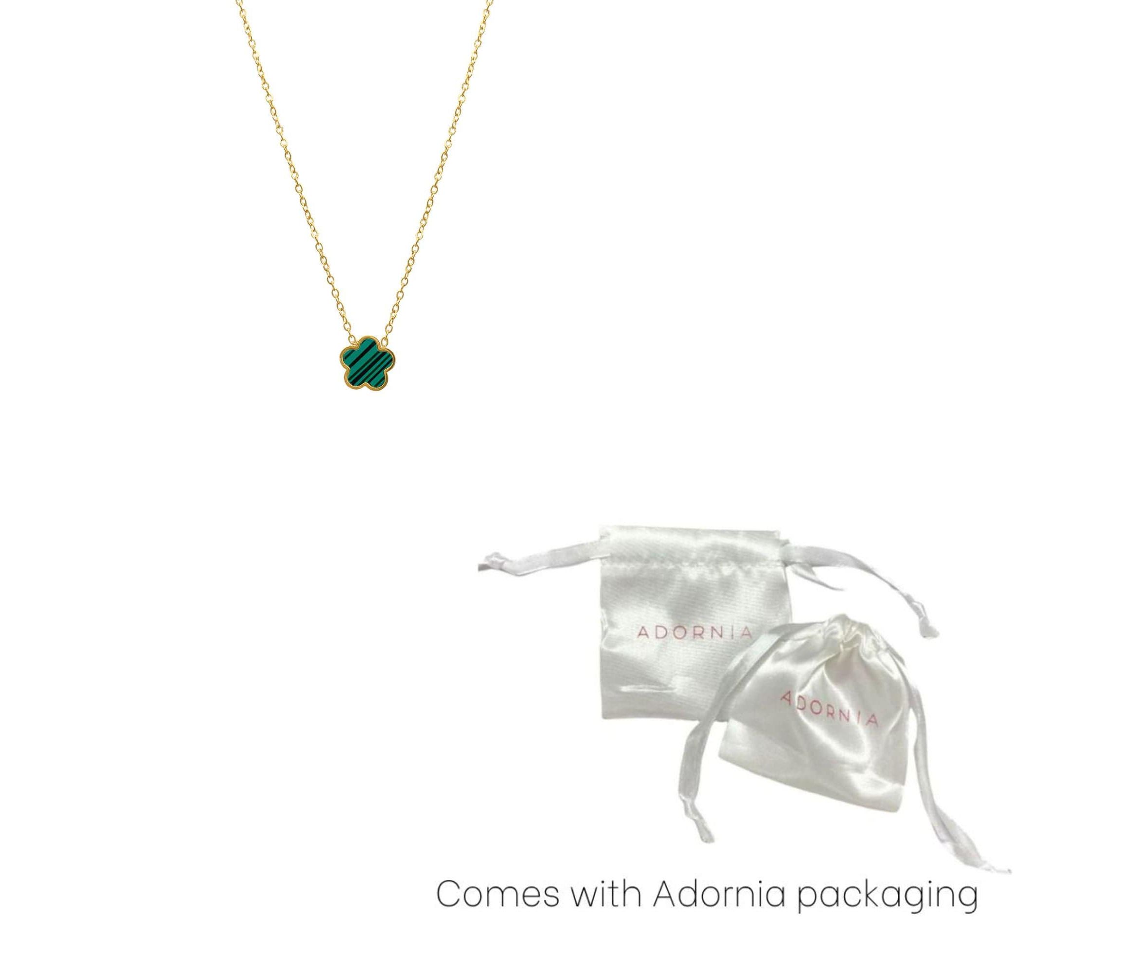 Tarnish Resistant 14k Gold Plated Green Clover Necklace