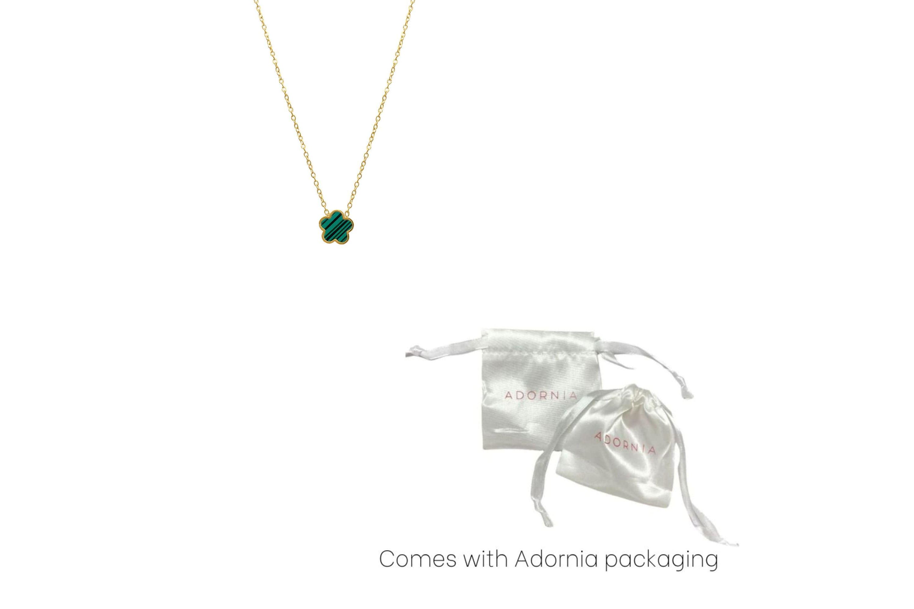Tarnish Resistant 14k Gold Plated Green Clover Necklace