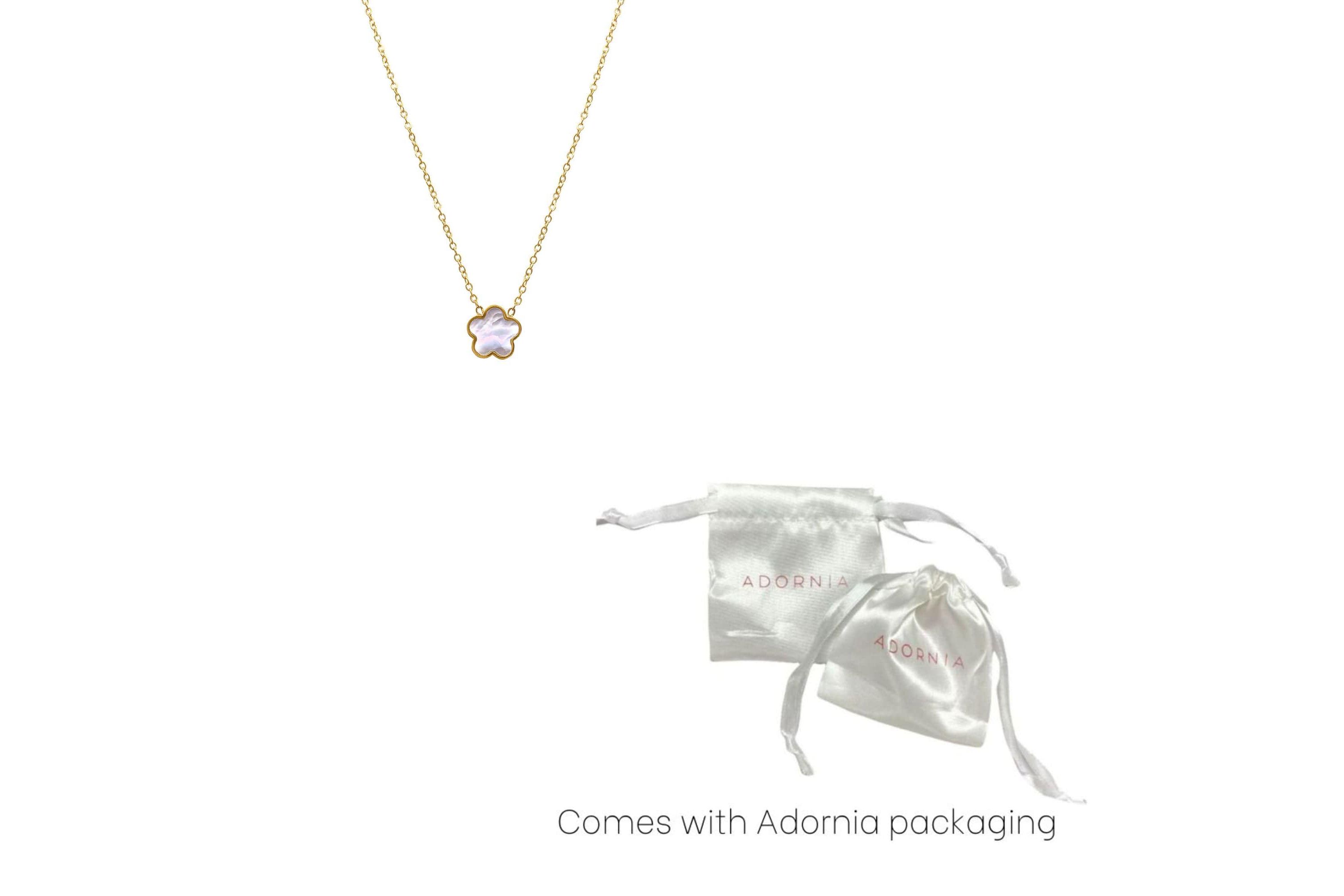 14k Gold Plated White Mother of Pearl Clover Necklace