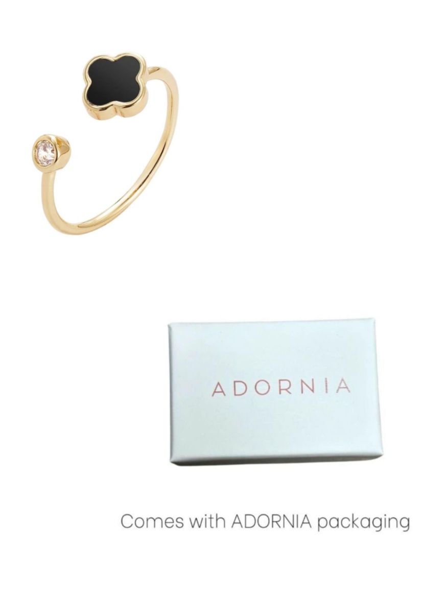 14k Gold Plated Adjustable Clover CZ Ring