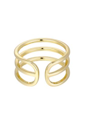 Adornia 14k Gold Plated Adjustable 3-Band Ring