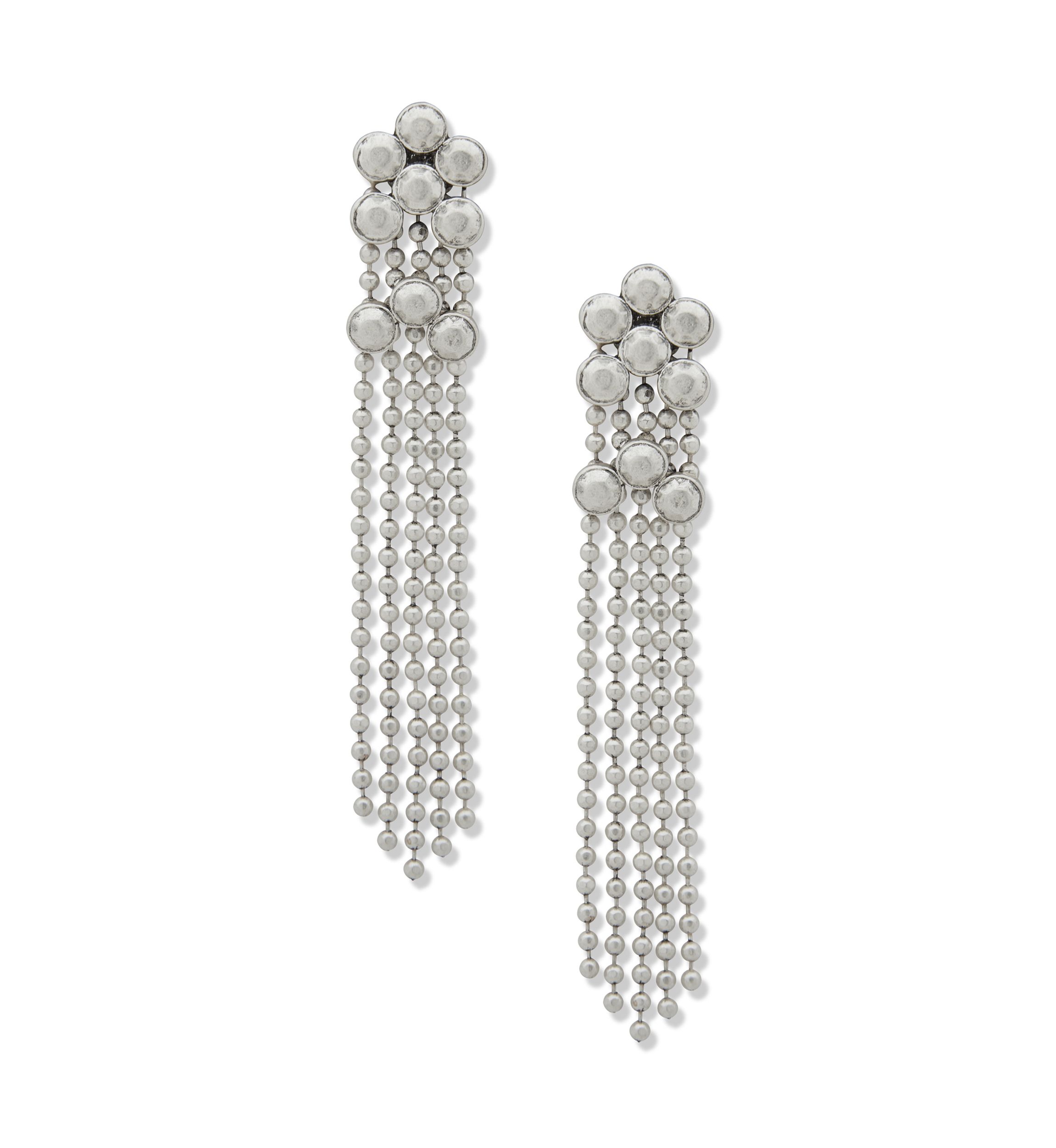 Silver Tone Post Beaded Linear Earrings