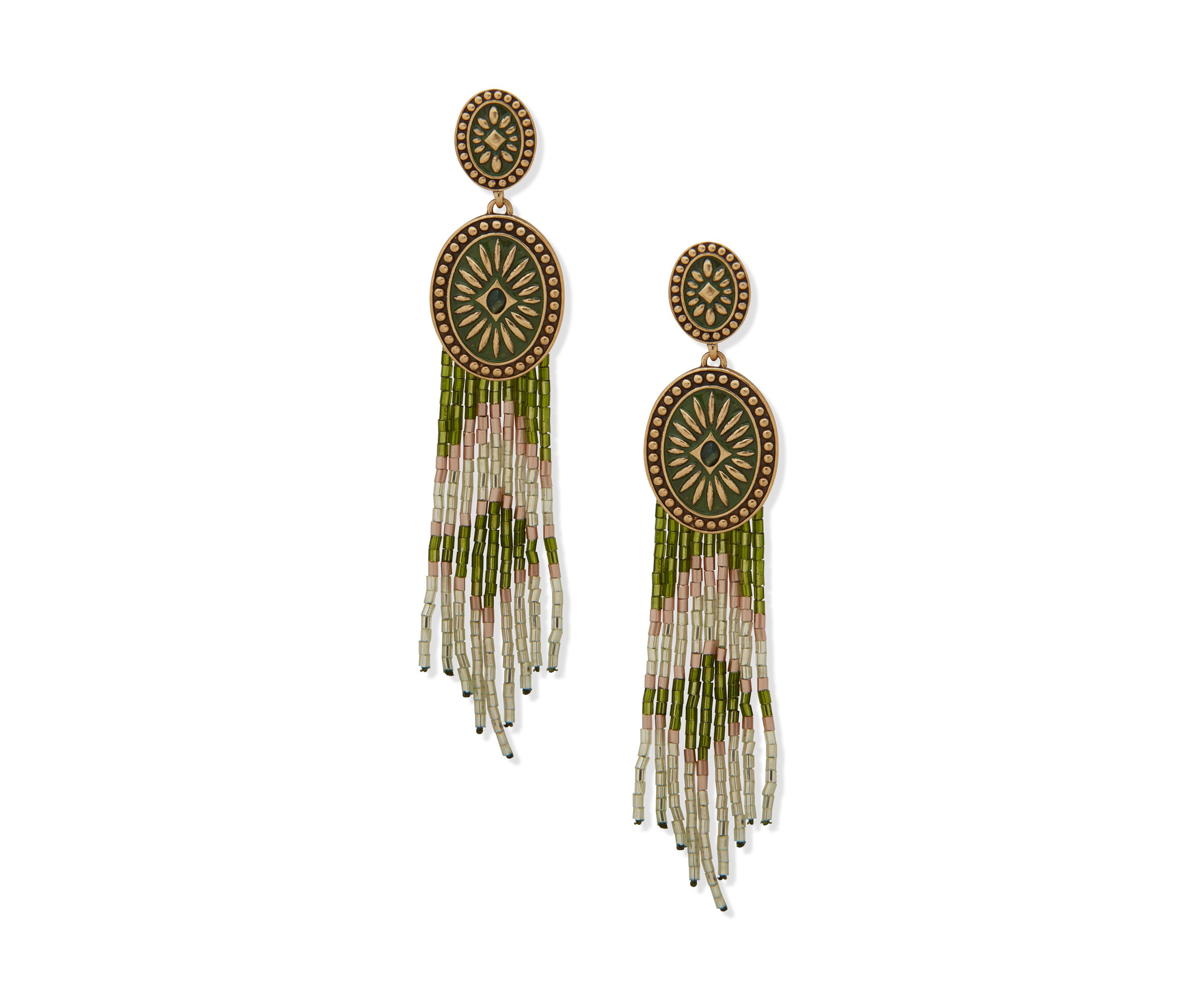 Long Beaded Linear Earrings