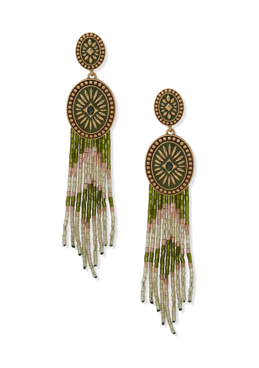 Long Beaded Linear Earrings