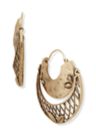 Gold Tone 51 Millimeter Lattice Leaf Hoop Earrings