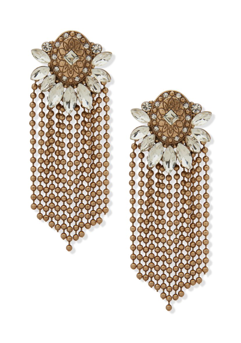 Crystal Stone Chain  Earrings