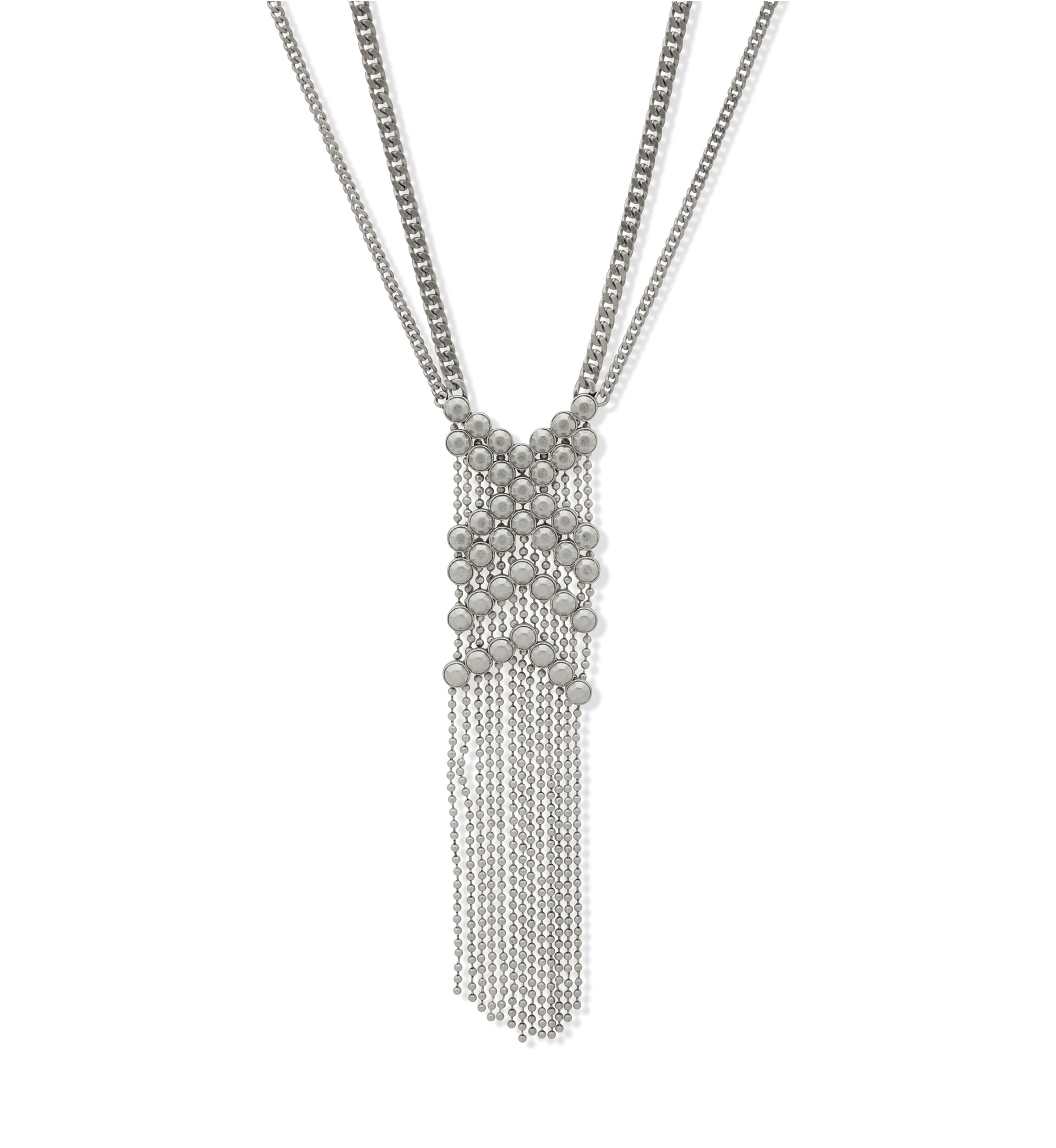 Silver Tone Long Chain Y Necklace