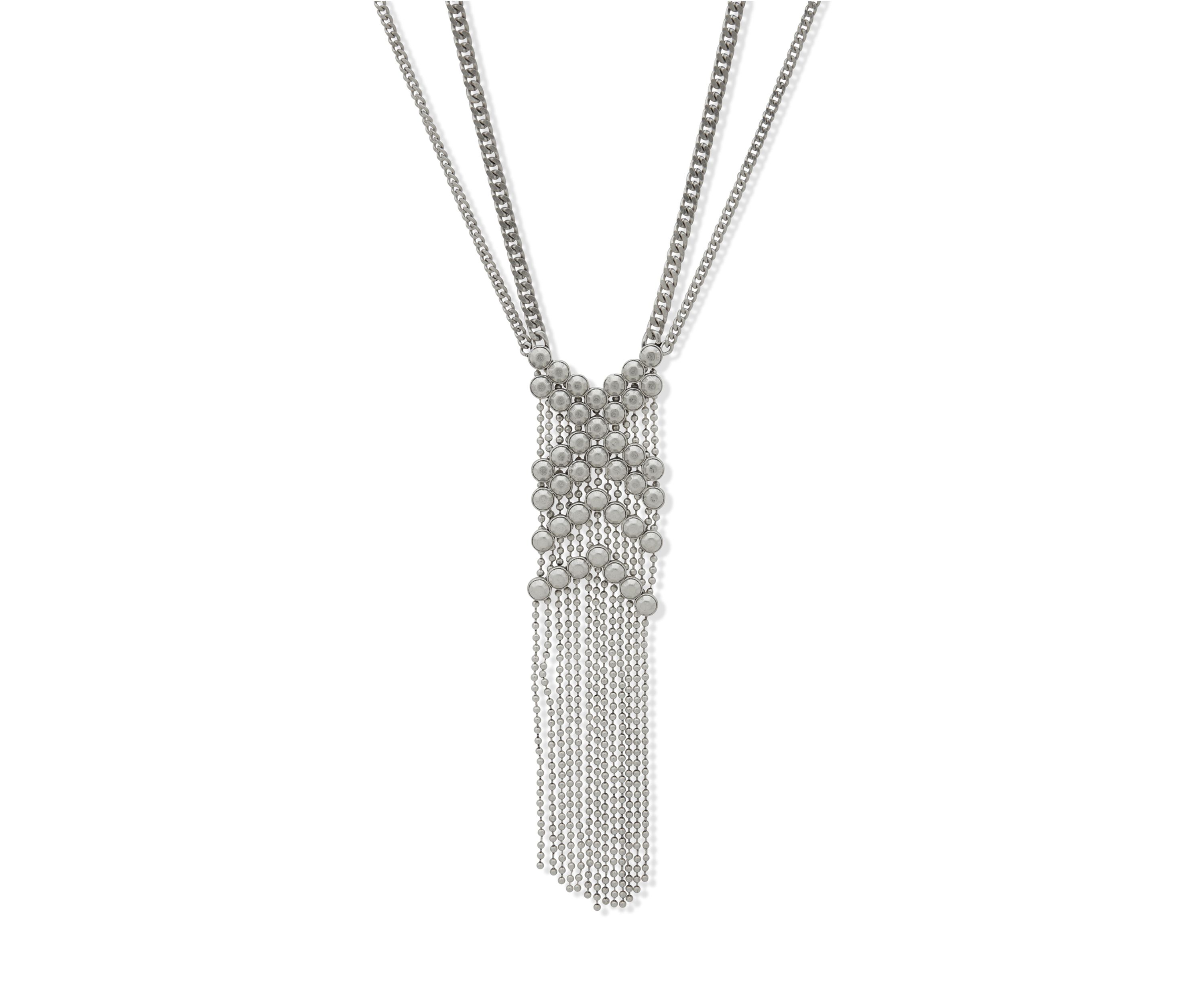 Silver Tone Long Chain Y Necklace