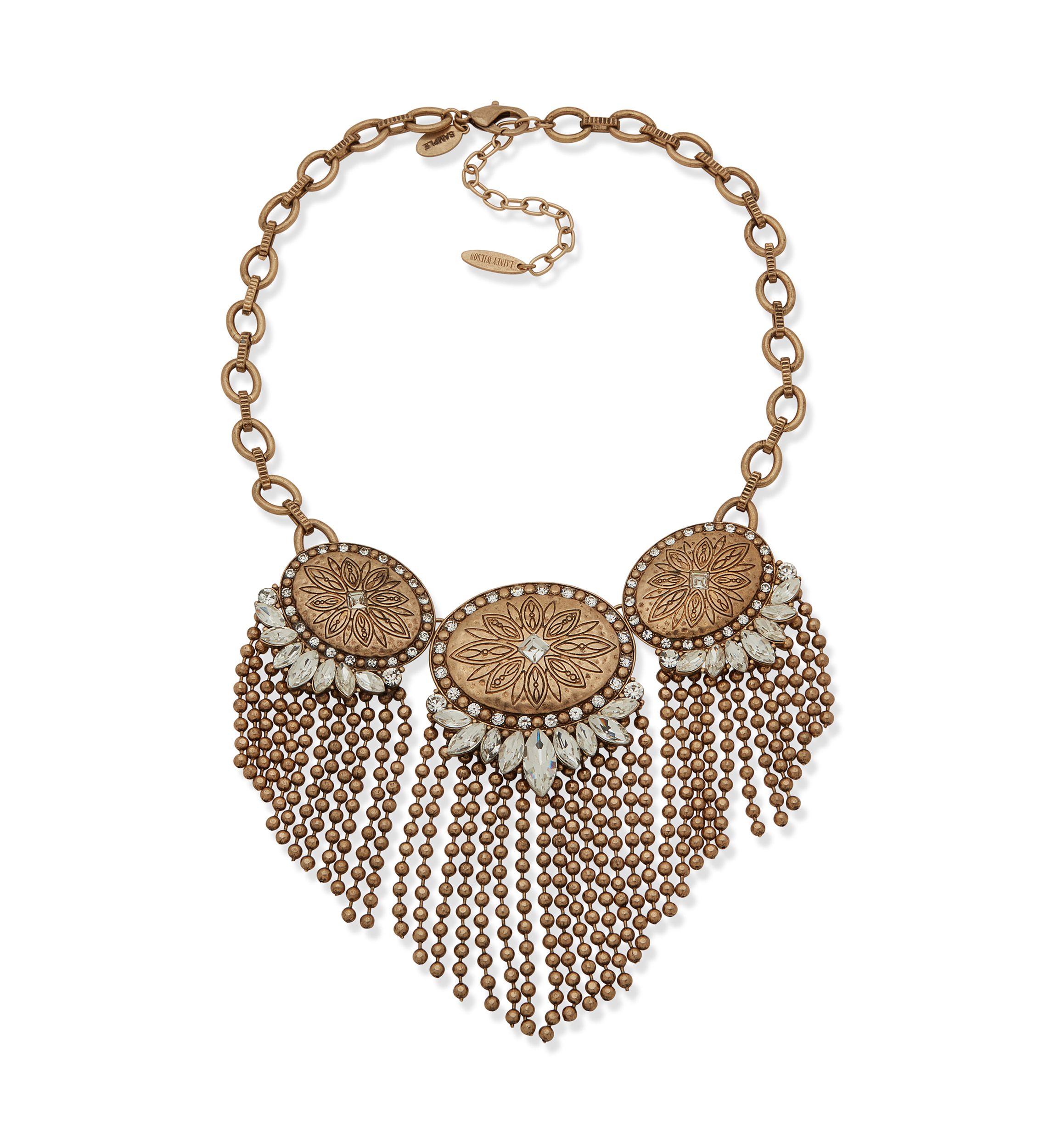  Crystal Stone Chain Frontal Necklace