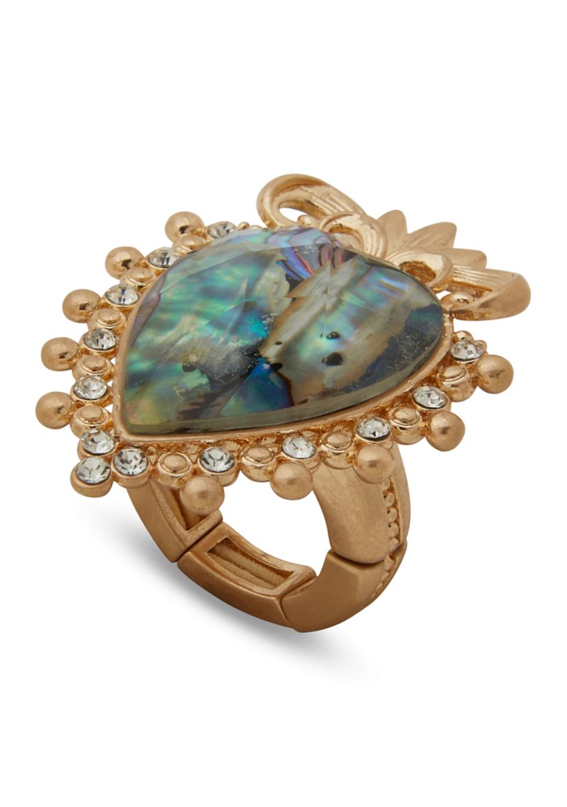 Adjustable Heart Stone Ring