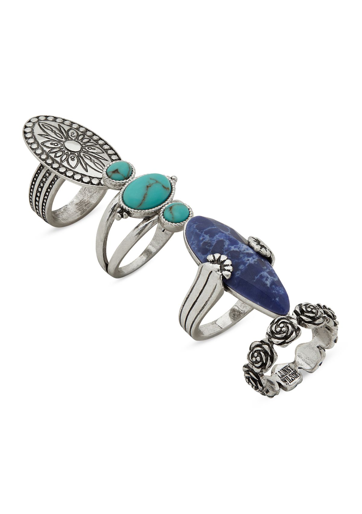 Silver-Tone Statement Ring Set