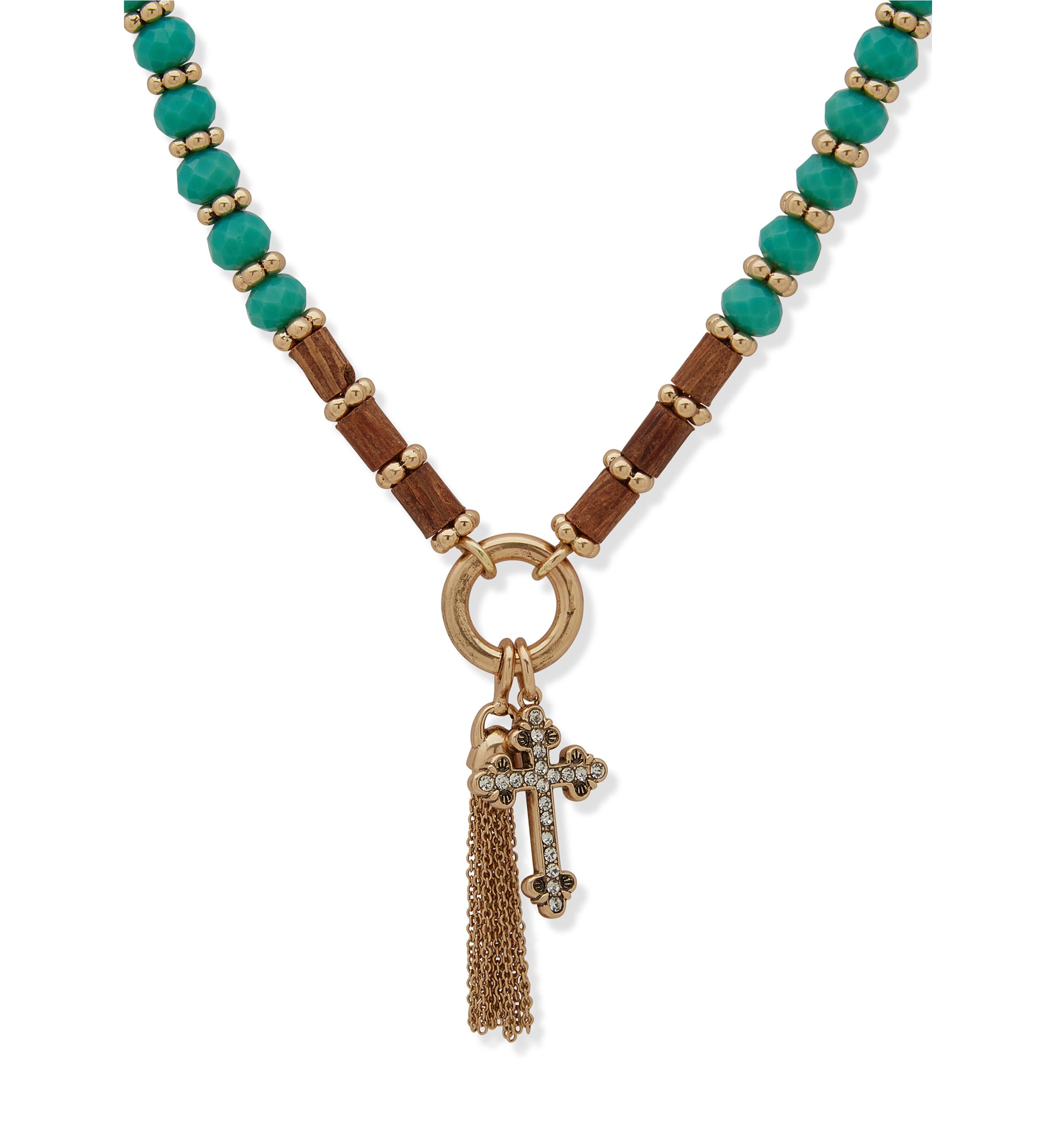 Gold Tone Turquoise Tone Beaded Boot Bracelet