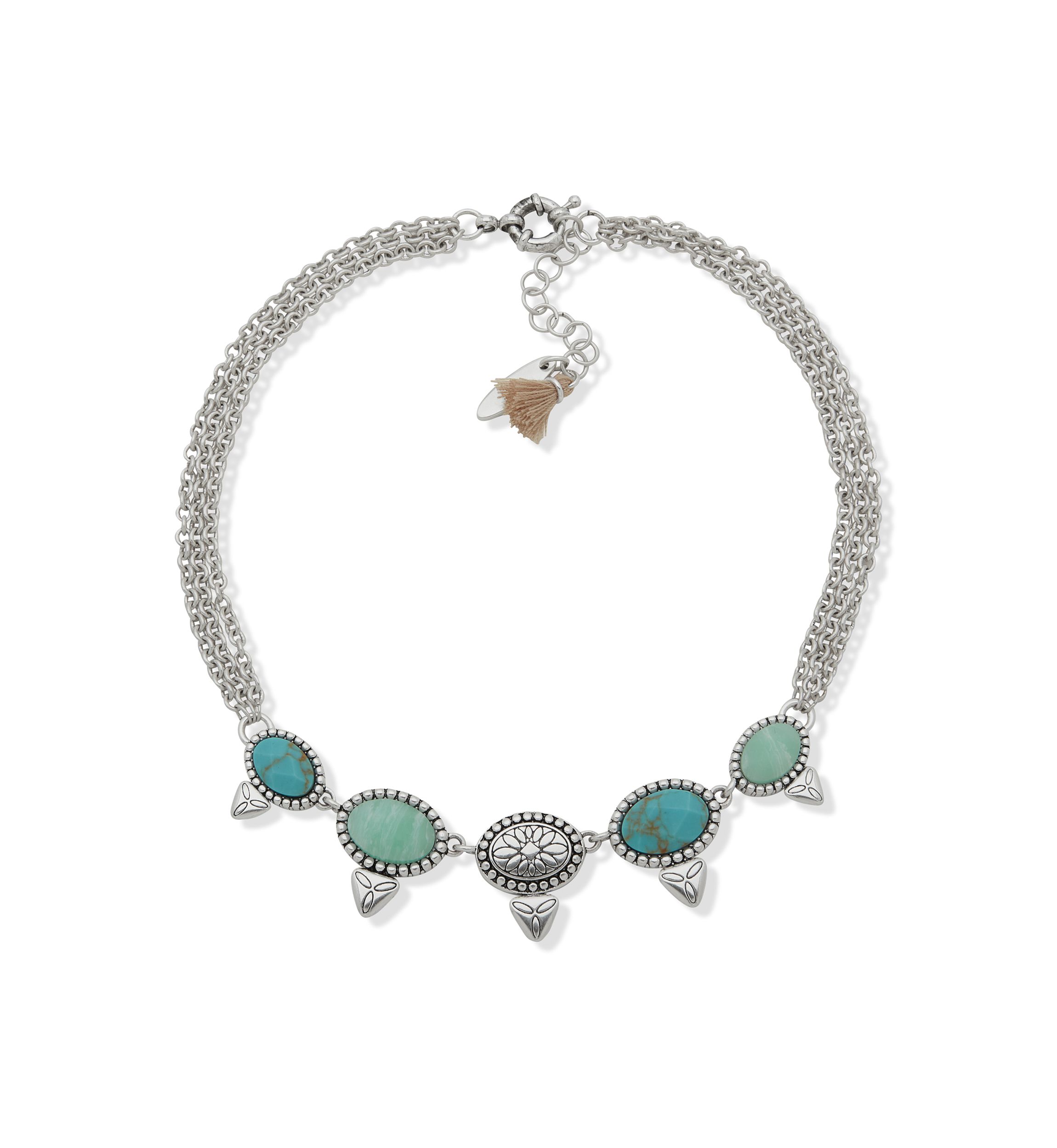 Silver Tone Turquoise Tone Chain Boot Bracelet
