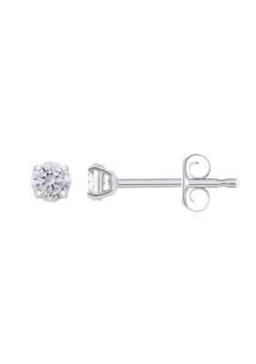 Top Fashion Jewelers 14K Gold 3mm Round Cubic Zirconia Stud Earrings, White