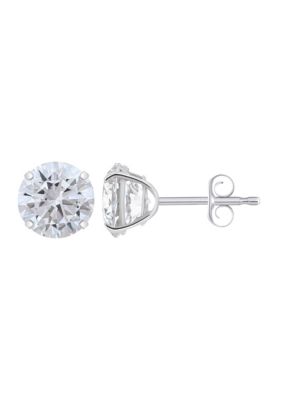 Top Fashion Jewelers 14K Gold 7mm Round Cubic Zirconia Stud Earrings, White