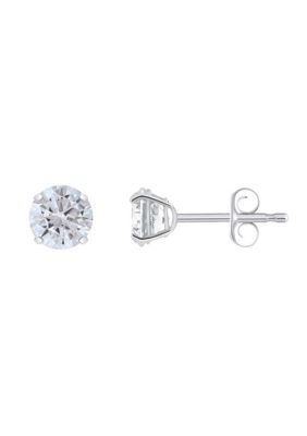 Top Fashion Jewelers 14K Gold 5mm Round Cubic Zirconia Stud Earrings, White