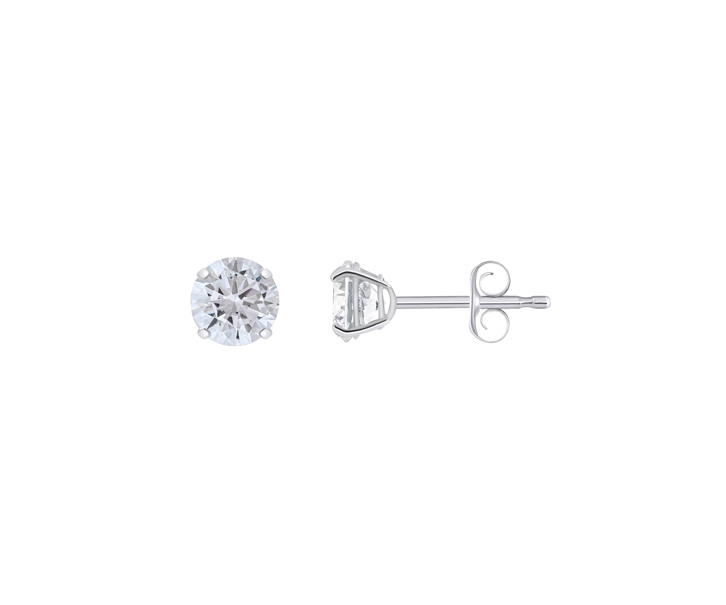 14K Gold 5mm Round Cubic Zirconia Stud Earrings